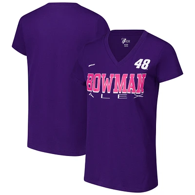 T-shirt à col en V violet G-III 4Her de Carl Banks pour femme avec le slogan Alex Bowman Strategy