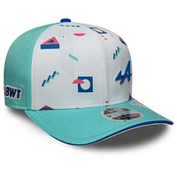 Casquette ajustable New Era Alpine 9SEVENTY pour homme, blanc/bleu aqua, Grand Prix de Miami 2025