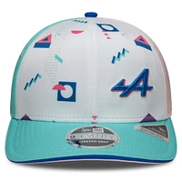 Casquette ajustable New Era Alpine 9SEVENTY pour homme, blanc/bleu aqua, Grand Prix de Miami 2025