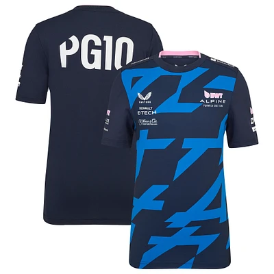 T-shirt pilote bleu marine Castore Pierre Gasly Team Wear Alpine 2025 pour jeunes