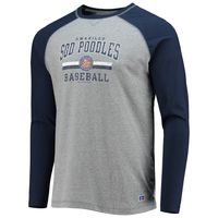 Men's Navy/Heathered Gray Amarillo Sod Poodles Long Sleeve Baseball T-Shirt