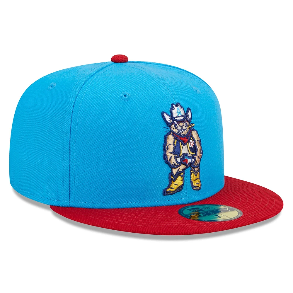 Casquette ajustée 59FIFTY Amarillo Sod Poodles Marvel x Minor League New Era pour homme, bleu/rouge