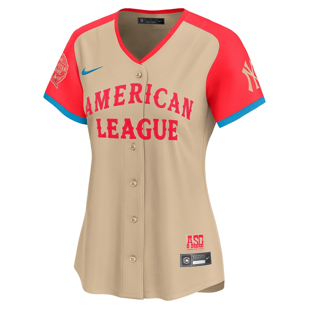 Maillot de joueur Nike Juan Soto crème la Ligue américaine 2024 MLB All-Star Game Limited pour femme