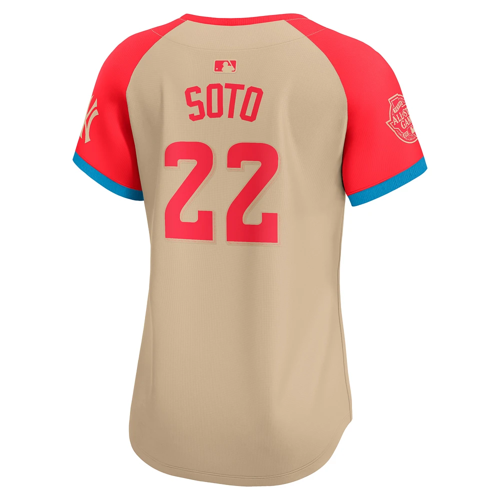 Maillot de joueur Nike Juan Soto crème la Ligue américaine 2024 MLB All-Star Game Limited pour femme