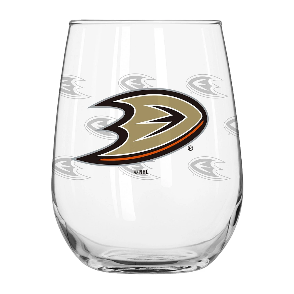 Verre à boisson incurvé avec logo gravé satiné des Ducks d'Anaheim de 16 oz