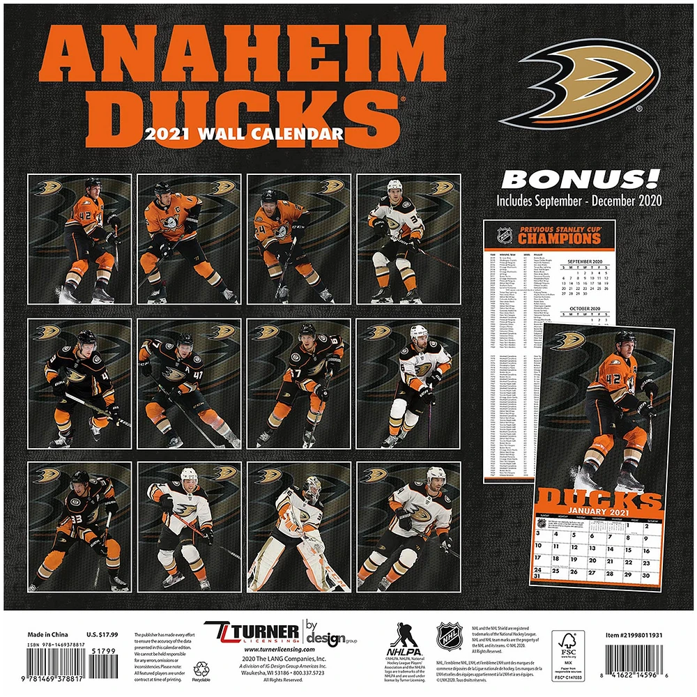 Anaheim Ducks 2021 Wall Calendar