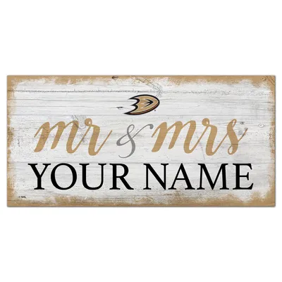Anaheim Ducks 6" x 12" Personalized Mr. & Mrs. Script Sign