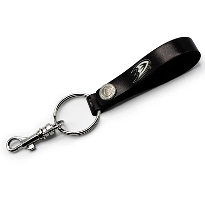 Black Anaheim Ducks Personalized Leather Loop Keychain