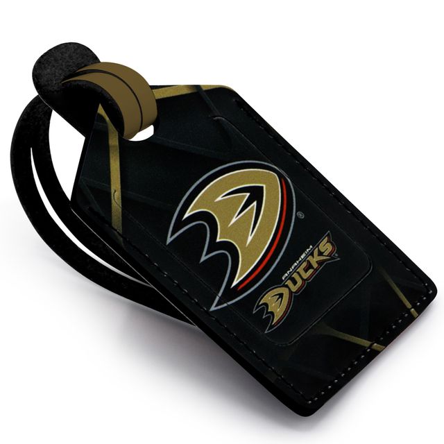 Étiquette de bagage en cuir noire Anaheim Ducks personnalisée