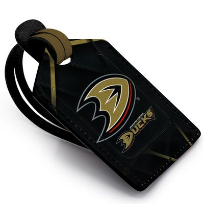 Black Anaheim Ducks Personalized Leather Luggage Tag