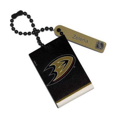 Black Anaheim Ducks Personalized Leather Rectangle Bag Tag