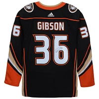 John Gibson Anaheim Ducks Maillot Authentique Adidas Noir Autographié
