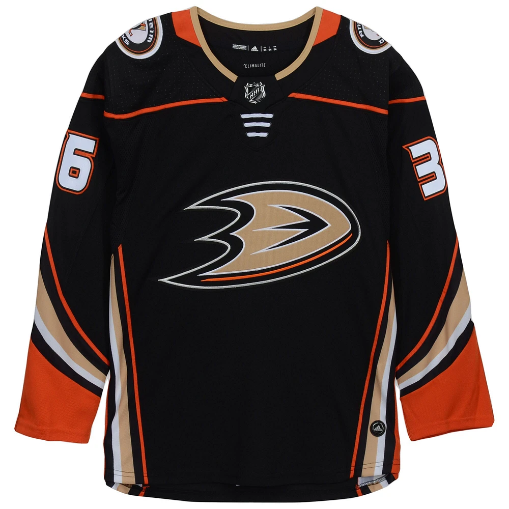 John Gibson Anaheim Ducks Maillot Authentique Adidas Noir Autographié
