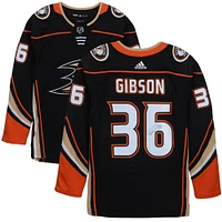 John Gibson Anaheim Ducks Maillot Authentique Adidas Noir Autographié