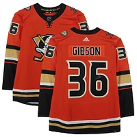 Maillot authentique Adidas alternatif orange autographié par John Gibson des Anaheim Ducks