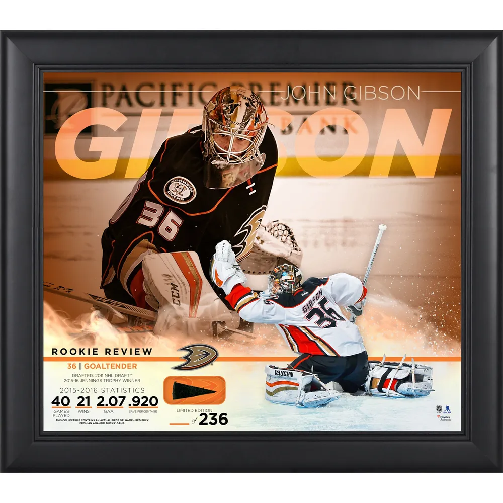 John Gibson Anaheim Ducks Fanatics Authentic Unsigned Orange Alternate  Jersey Pregame Photograph