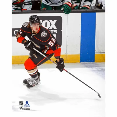Kevin Shattenkirk Anaheim Ducks Unsigned Black Jersey Skating with Puck vs. Minnesota Wild Photograph
