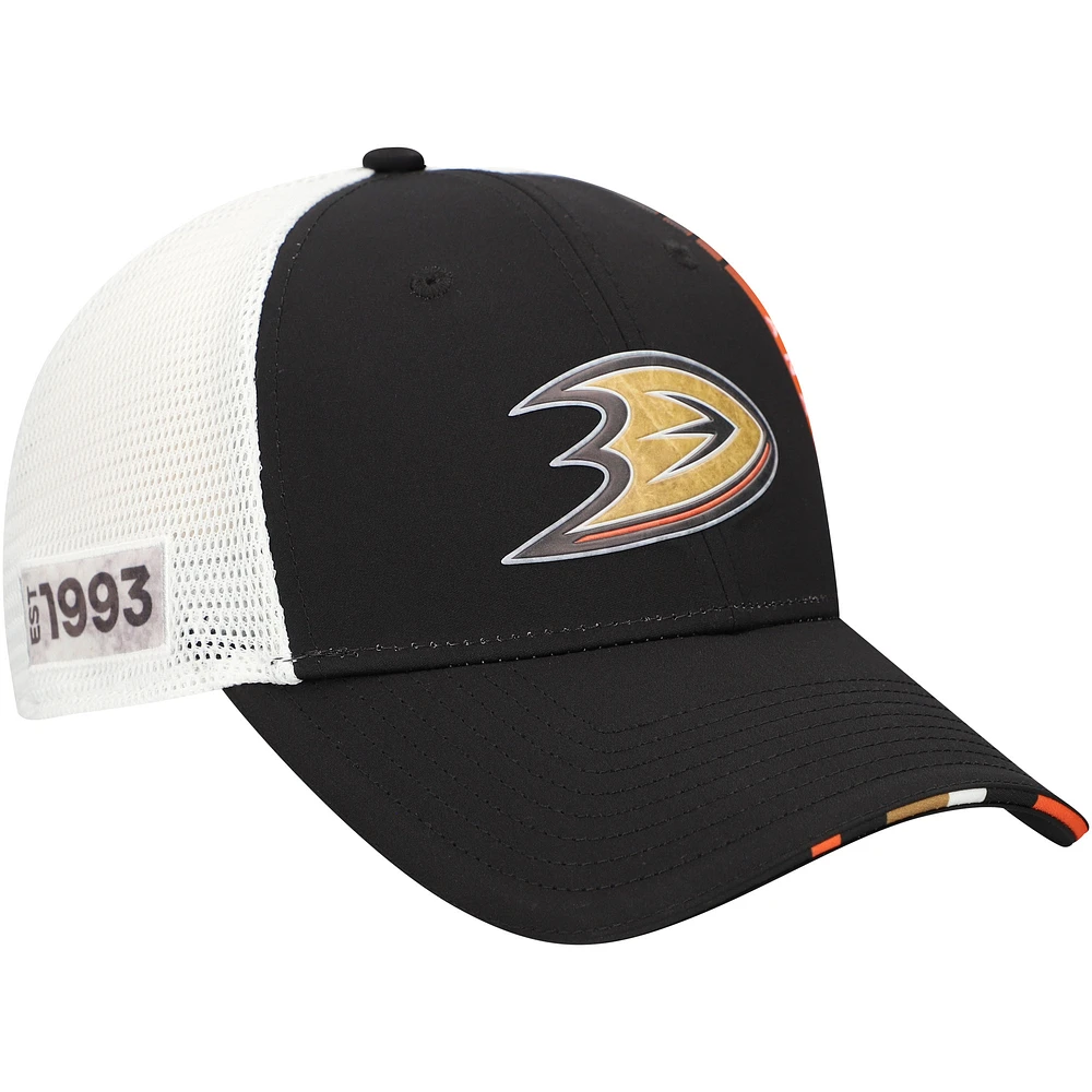 Men's Fanatics  Black Anaheim Ducks Authentic Pro Draft Adjustable Trucker Hat