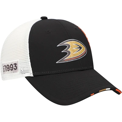 Men's Fanatics  Black Anaheim Ducks Authentic Pro Draft Adjustable Trucker Hat