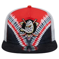 Men's New Era  Black/Orange Anaheim Ducks Throwback V-Dye Adjustable Golfer Hat
