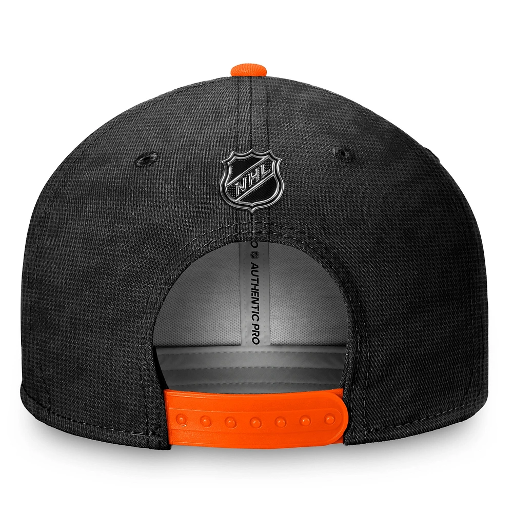 Men's Fanatics  Black/Orange Anaheim Ducks Authentic Pro Rink Snapback Hat