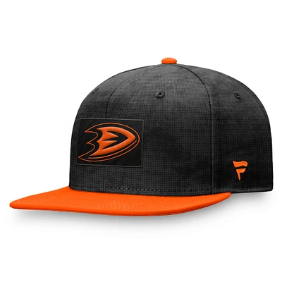 Men's Fanatics  Black/Orange Anaheim Ducks Authentic Pro Rink Snapback Hat