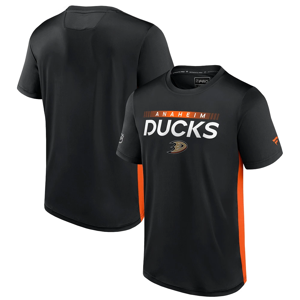 Men's Fanatics Black/Orange Anaheim Ducks Authentic Pro Rink Tech T-Shirt