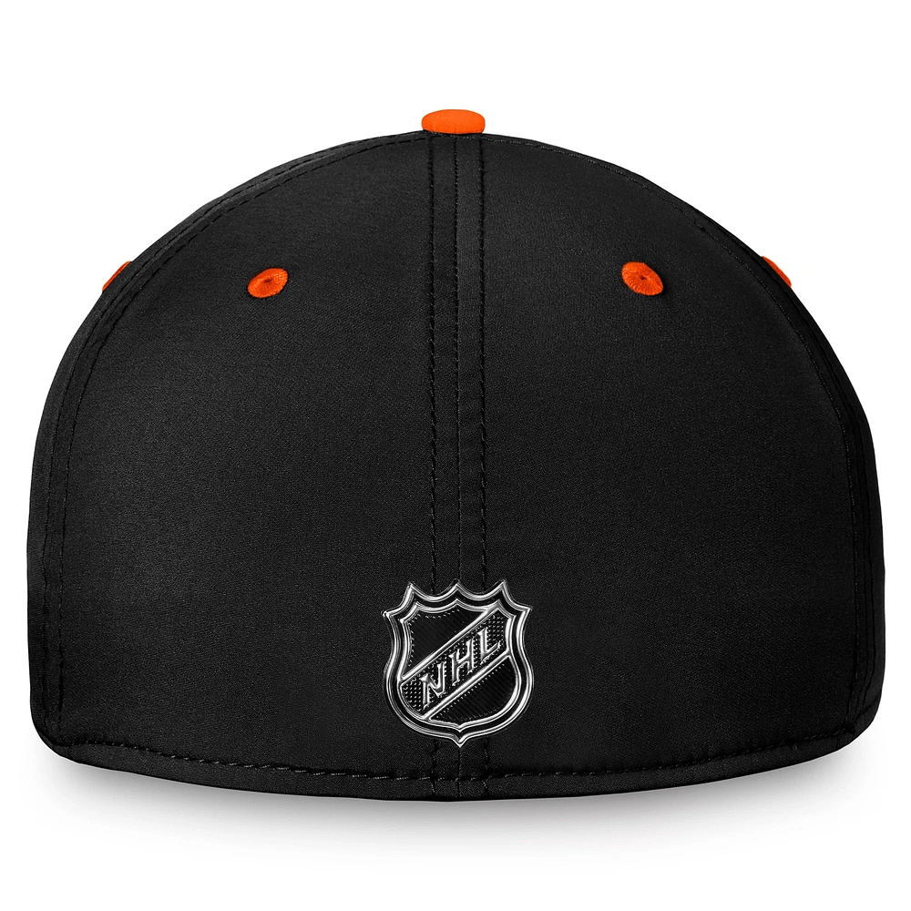 Men's Fanatics  Black/Orange Anaheim Ducks Authentic Pro Rink Two-Tone Flex Hat