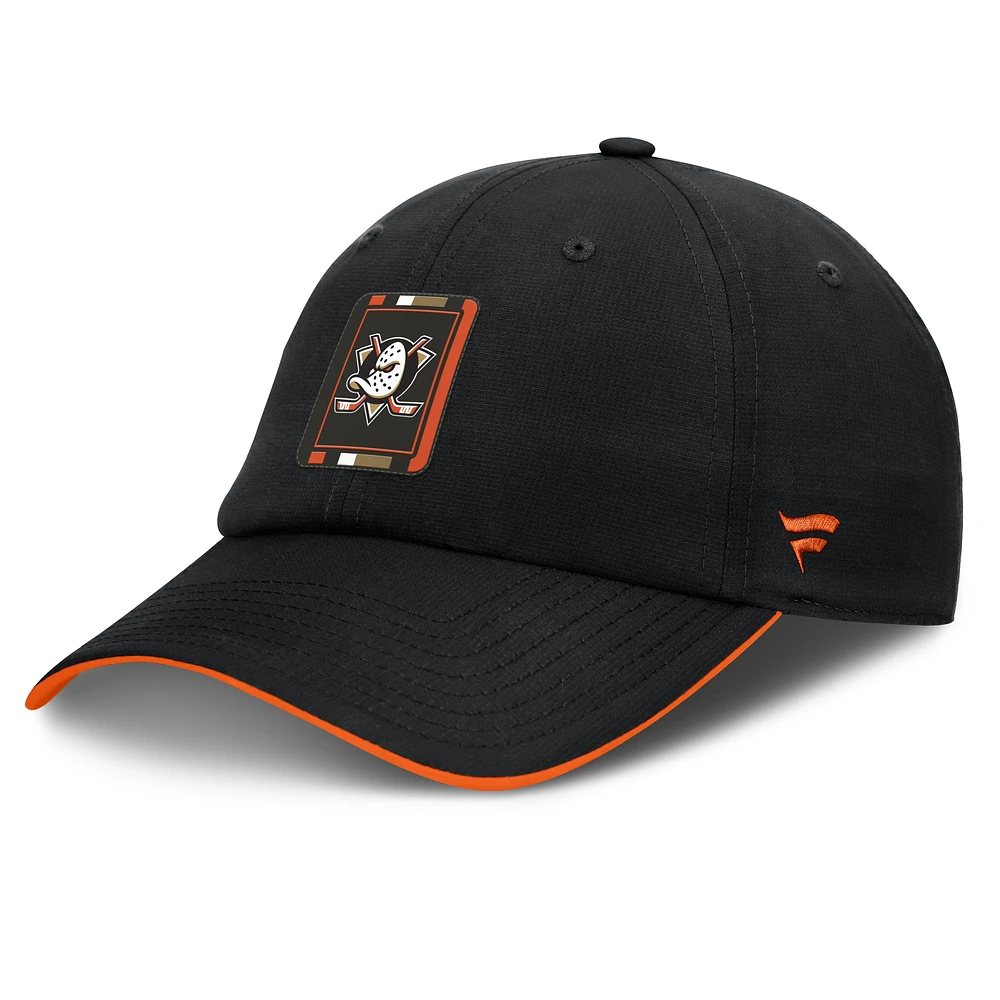 Casquette ajustable Fanatics noire/orange Anaheim Ducks Authentic Pro Ripstop pour homme