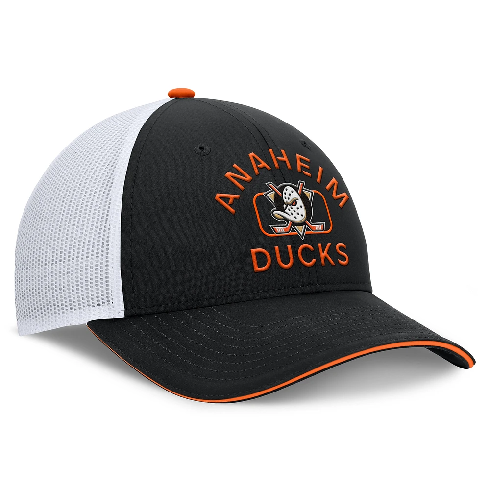 Men's Fanatics Black/White Anaheim Ducks Authentic Pro Rink Trucker Hat