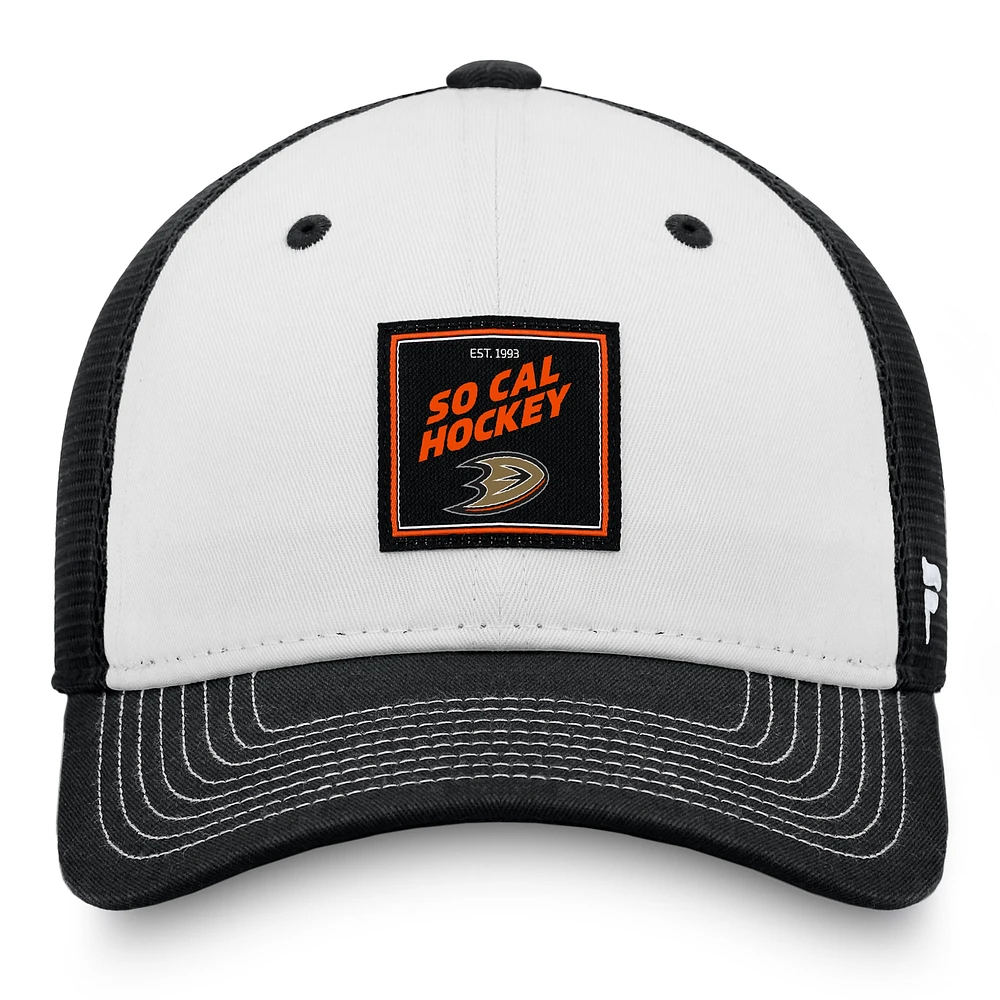 Men's Fanatics Black/White Anaheim Ducks Block Party Snapback Hat