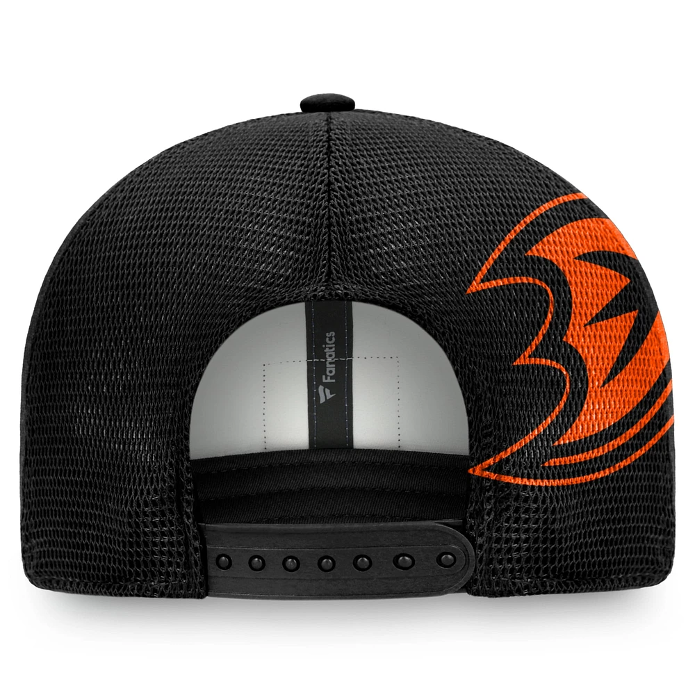 Casquette Snapback Block Party noire/blanche pour hommes Fanatics des Ducks d'Anaheim