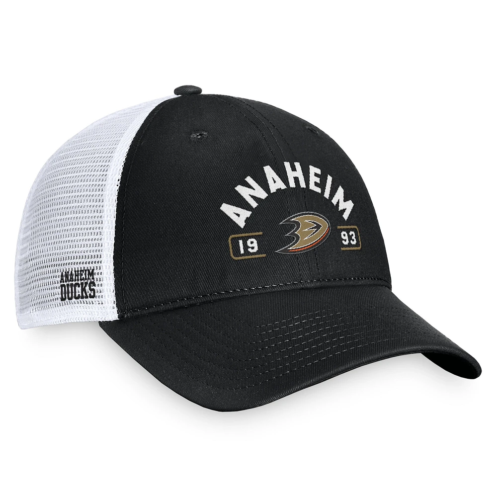 Men's Fanatics Black/White Anaheim Ducks Free Kick Trucker Adjustable Hat