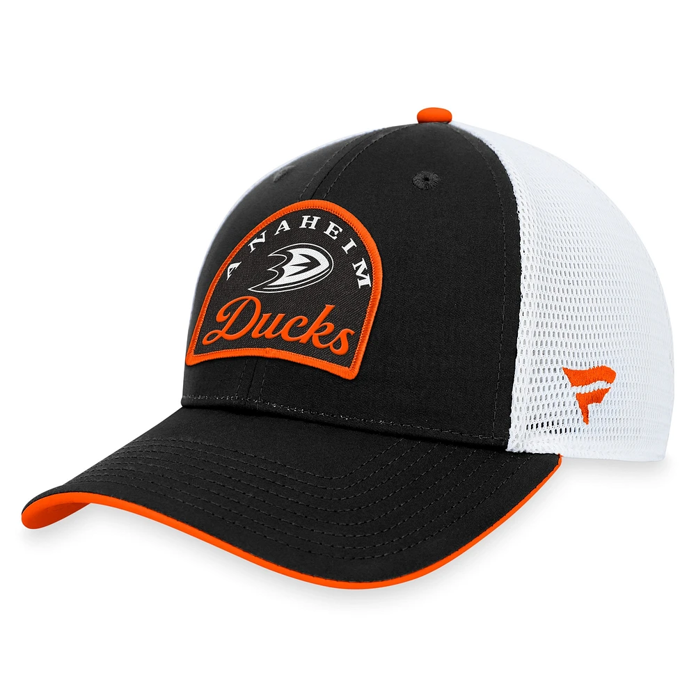 Casquette ajustable fondamentale des Ducks d'Anaheim Fanatics pour hommes, noir/blanc