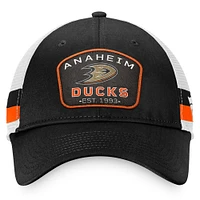 Men's Fanatics Black/White Anaheim Ducks Fundamental Striped Trucker Adjustable Hat