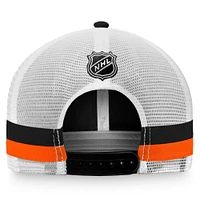 Men's Fanatics Black/White Anaheim Ducks Fundamental Striped Trucker Adjustable Hat