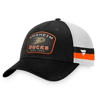 Men's Fanatics Black/White Anaheim Ducks Fundamental Striped Trucker Adjustable Hat