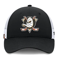 Casquette ajustable Fanatics noire/blanche pour hommes Anaheim Ducks Rink 9