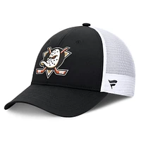 Casquette ajustable Fanatics noire/blanche pour hommes Anaheim Ducks Rink 9