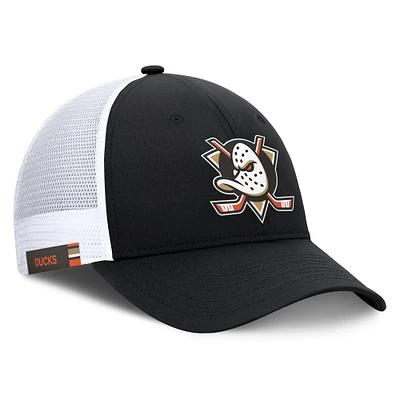 Casquette ajustable Fanatics noire/blanche pour hommes Anaheim Ducks Rink 9