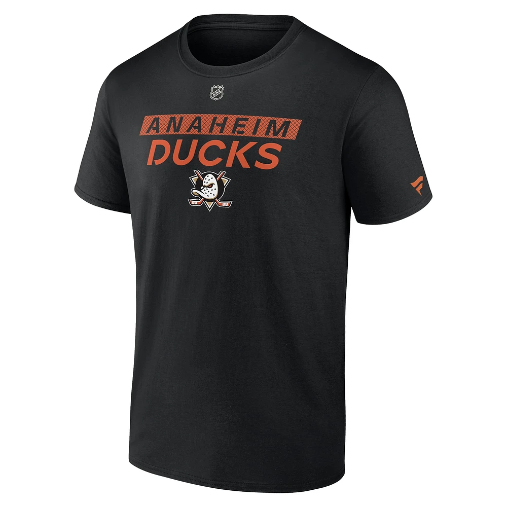 T-shirt Fanatics noir authentique pour homme Anaheim Ducks Pro Core Primary