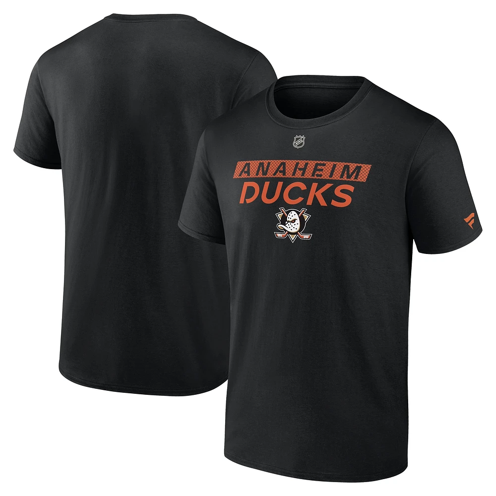 T-shirt Fanatics noir authentique pour homme Anaheim Ducks Pro Core Primary