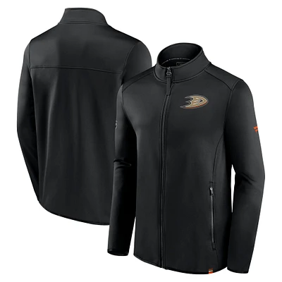 Veste entièrement zippée Fanatics noire Anaheim Ducks Authentic Pro pour hommes