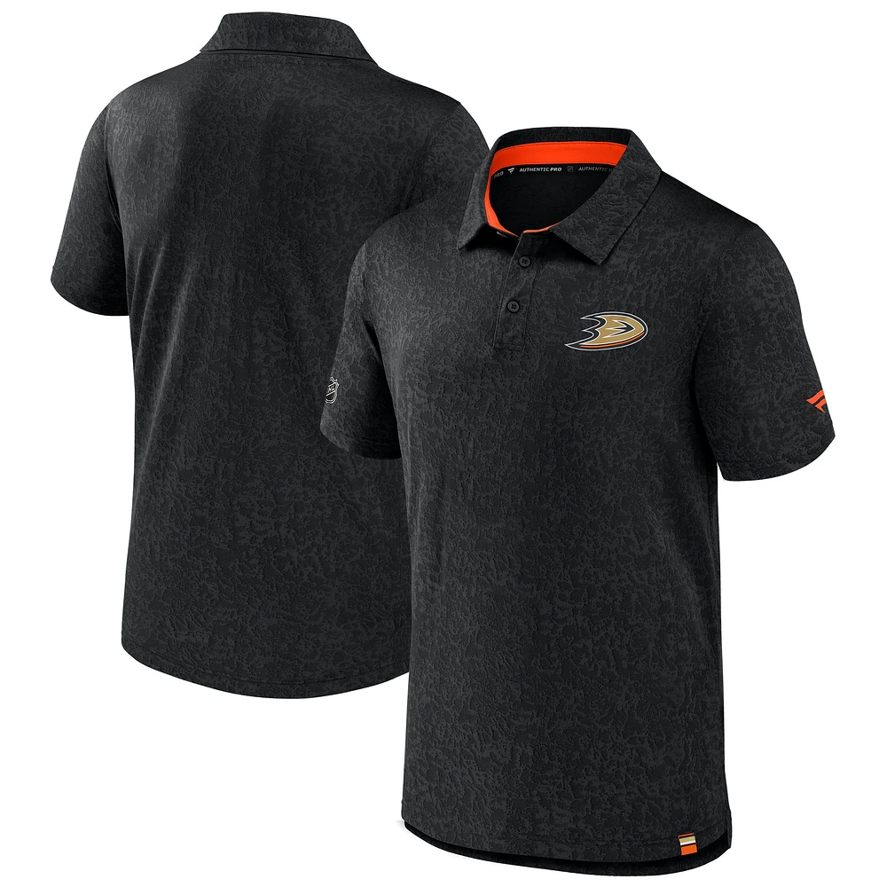 Men's Fanatics Black Anaheim Ducks Authentic Pro Jacquard Polo