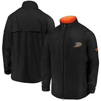 Veste entièrement zippée Fanatics Black Anaheim Ducks Authentic Pro Locker Room Rink Raglan pour hommes