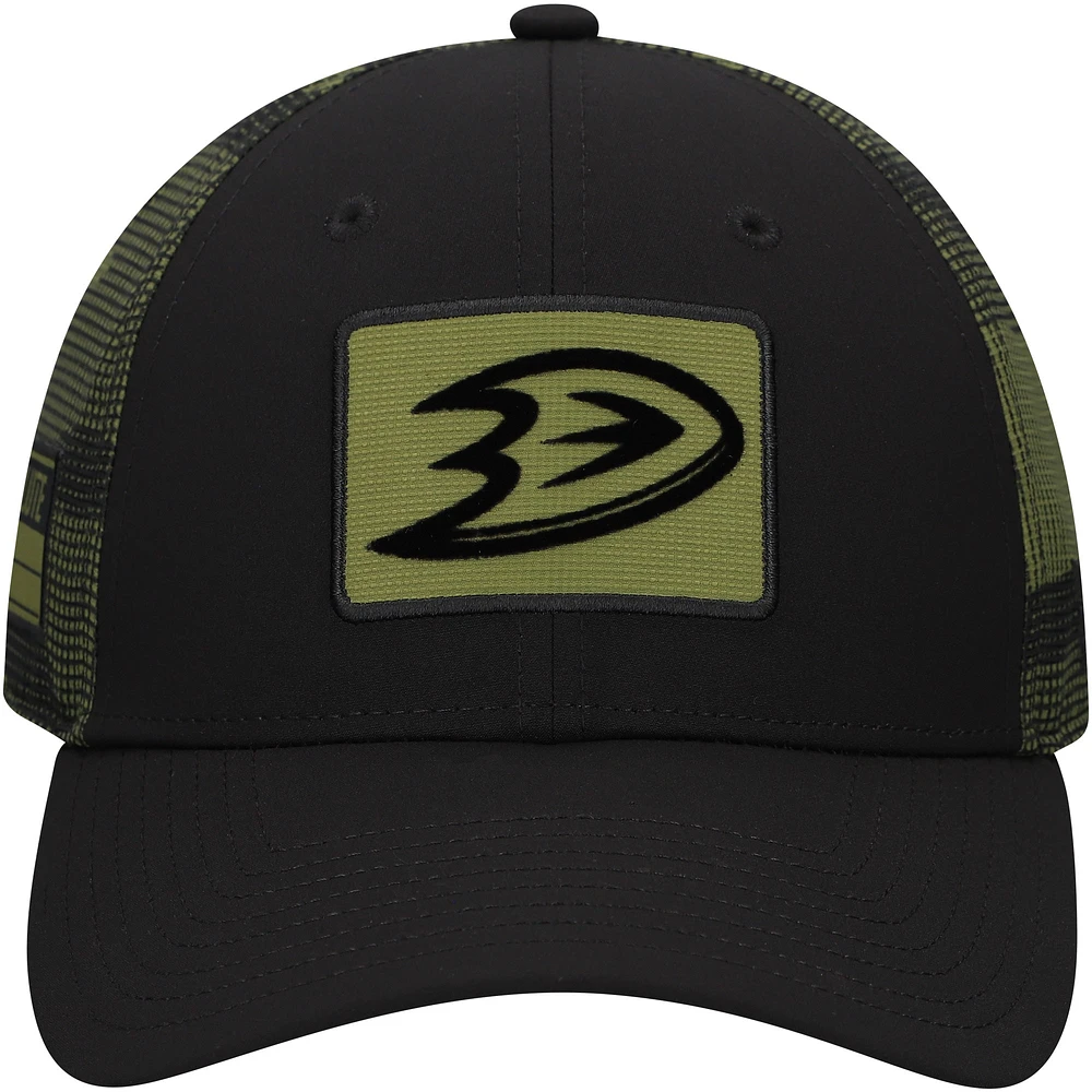 Men's Fanatics  Black Anaheim Ducks Authentic Pro Military Appreciation Adjustable Hat