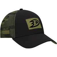 Men's Fanatics  Black Anaheim Ducks Authentic Pro Military Appreciation Adjustable Hat
