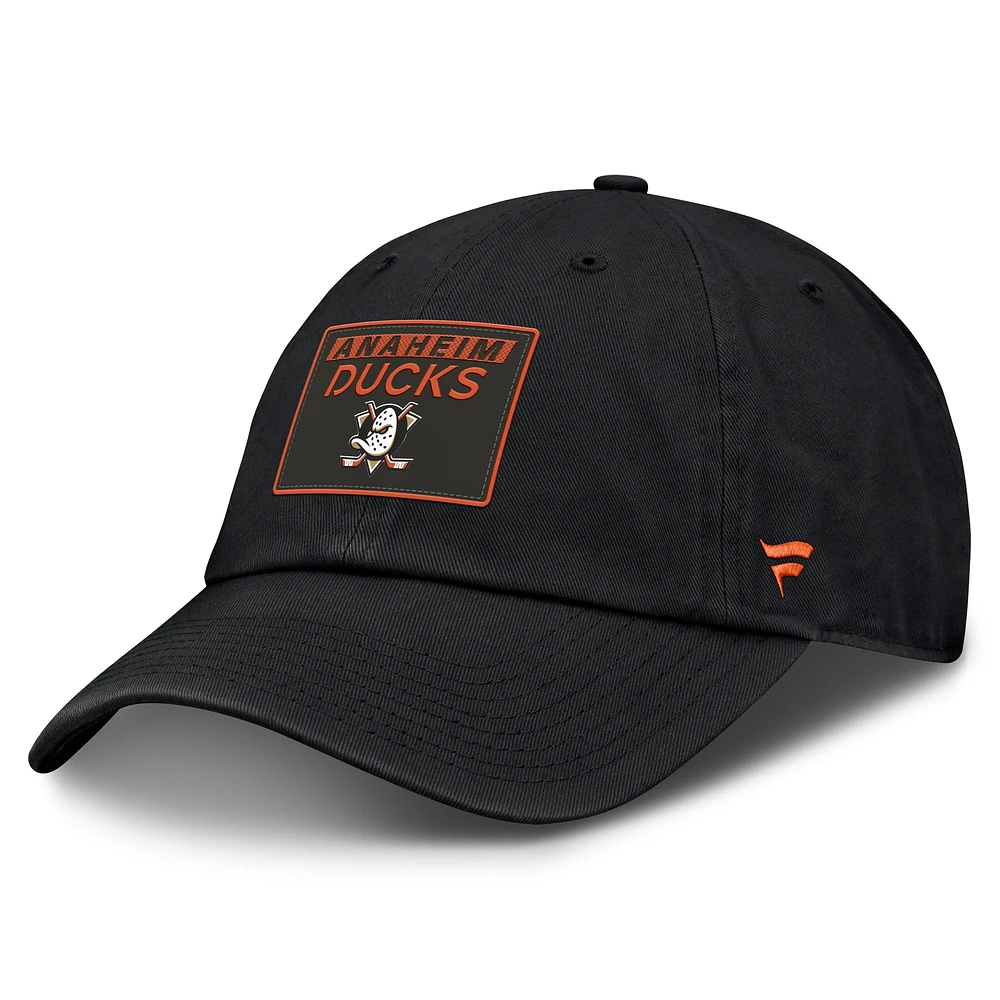 Casquette ajustable authentique Pro Prime Fanatics noire pour homme des Anaheim Ducks