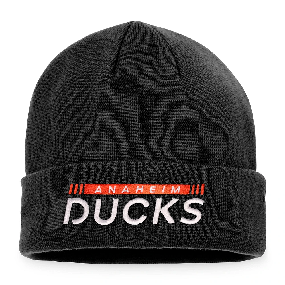 Men's Fanatics Black Anaheim Ducks Authentic Pro Rink Cuffed Knit Hat