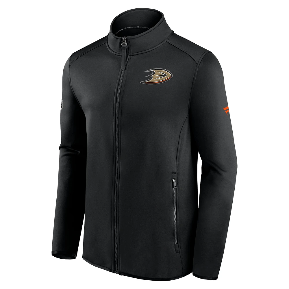 Veste polaire entièrement zippée Fanatics pour hommes, noire, Anaheim Ducks Authentic Pro Rink